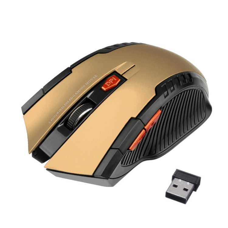 6-keys 2.4G 1600DPI Three-speed Adjustable Wireless Office Mouse(Gold)